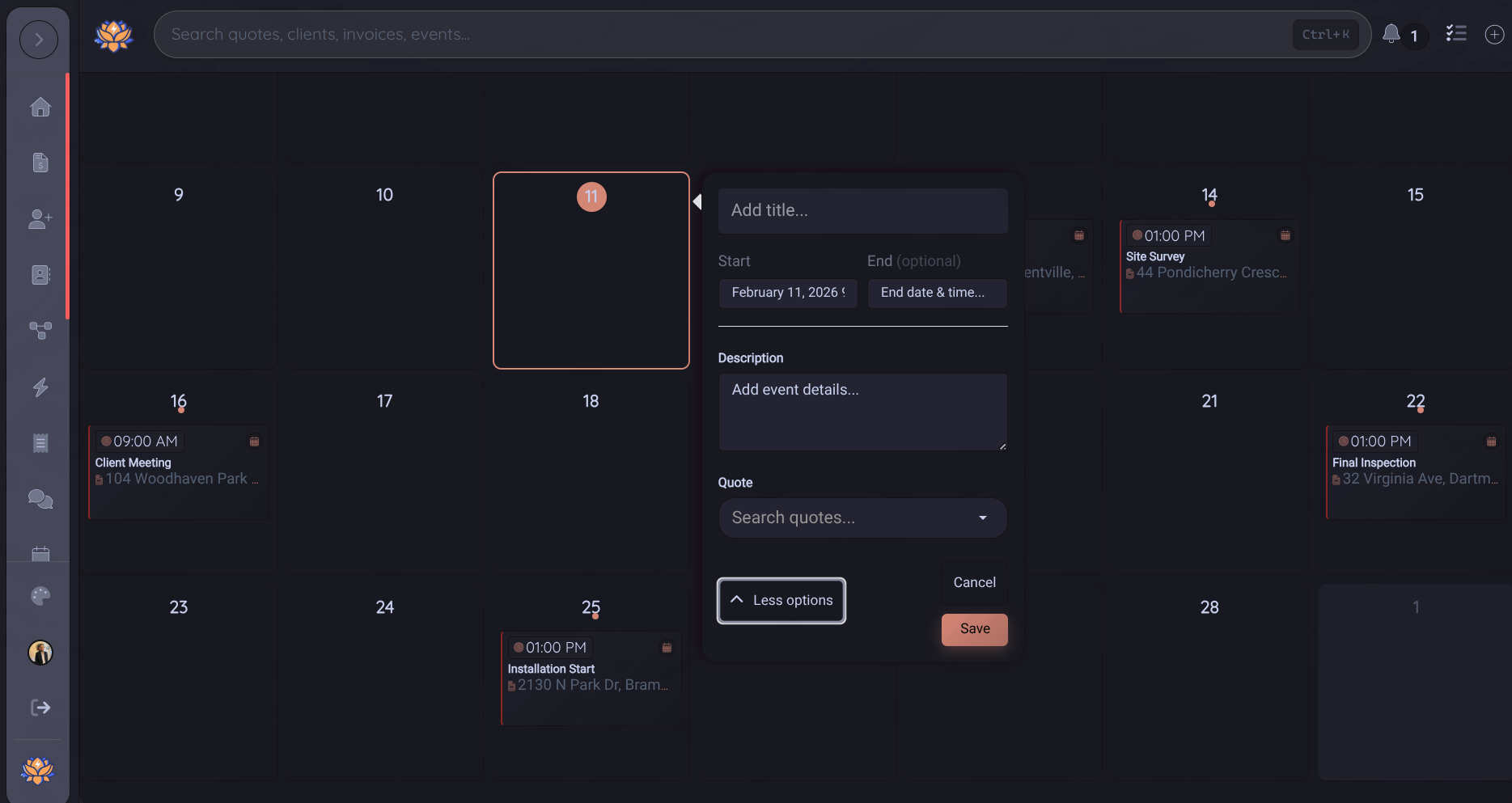 Project calendar view