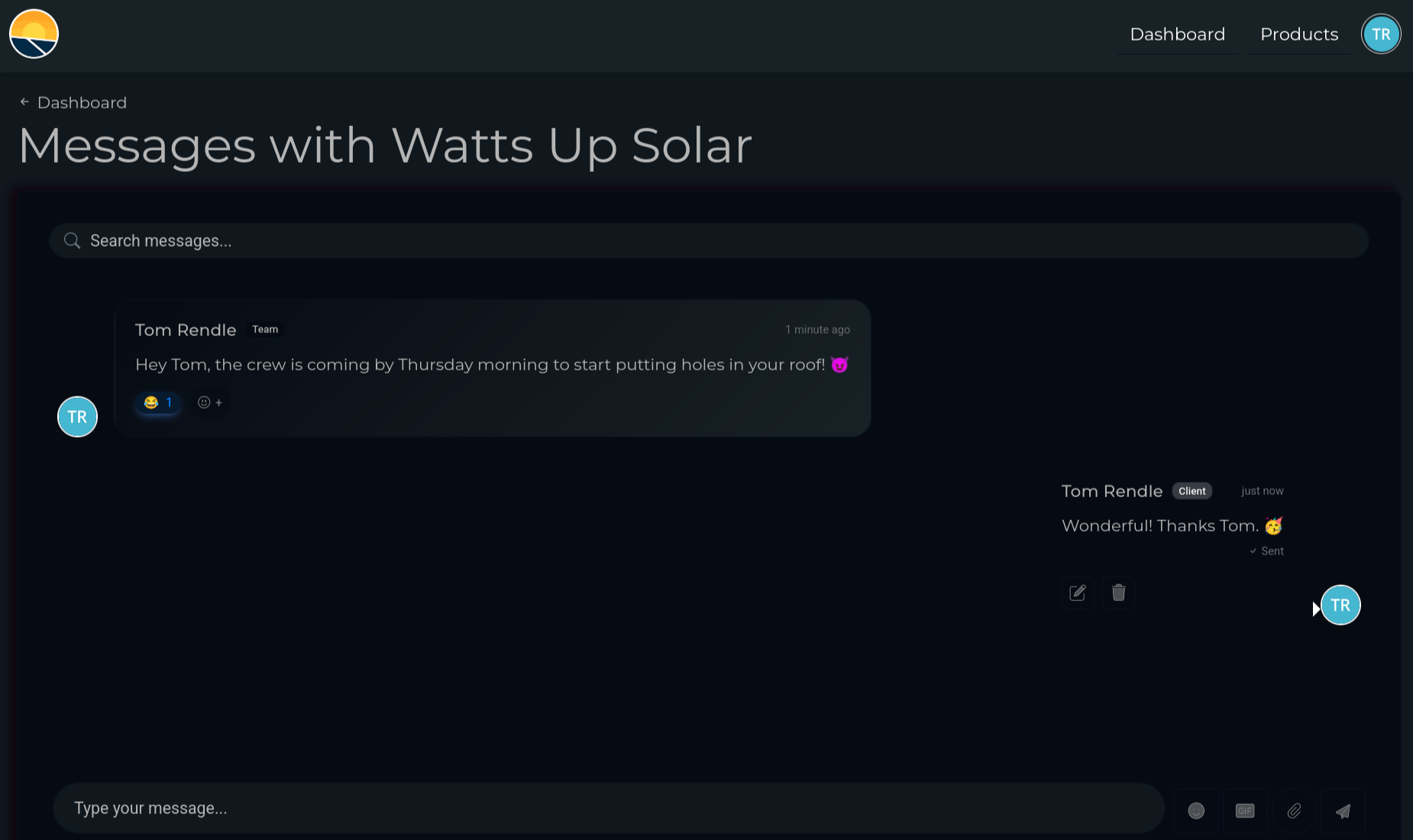 Client messaging interface