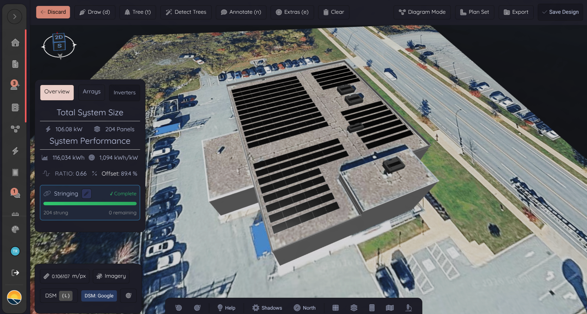 Commercial solar design with flat roof